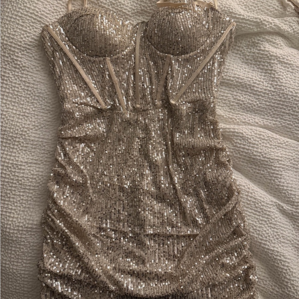 Elegant Sequin Spaghetti Strap Dress